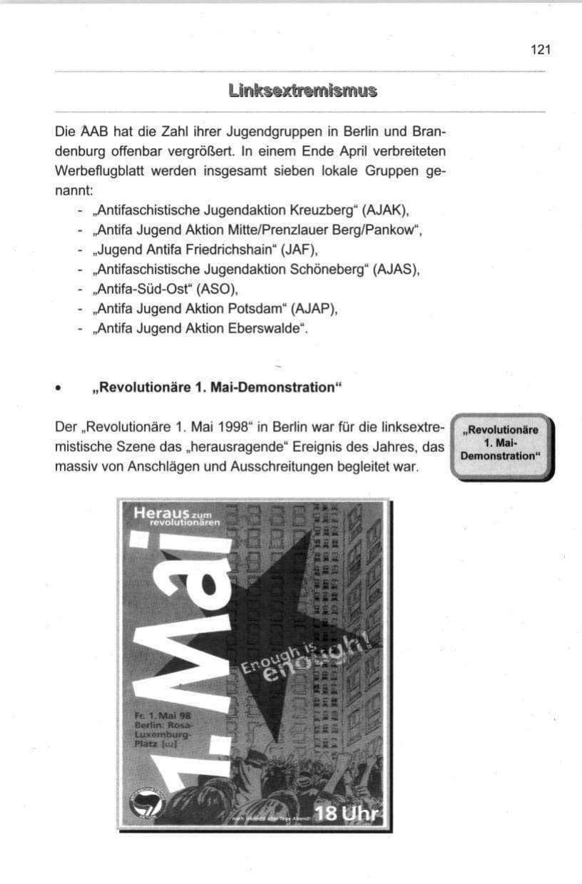 Seite 132 des Verfassungsschutzbericht 1998 Berlin