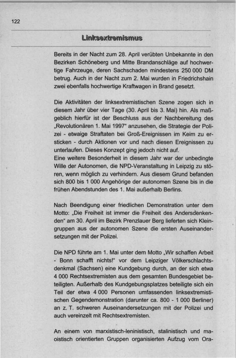 Seite 133 des Verfassungsschutzbericht 1998 Berlin