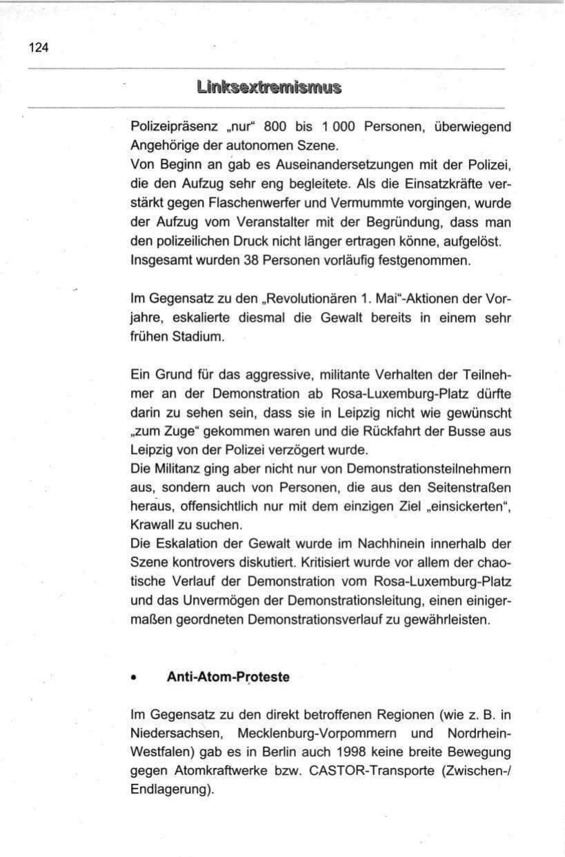 Seite 135 des Verfassungsschutzbericht 1998 Berlin