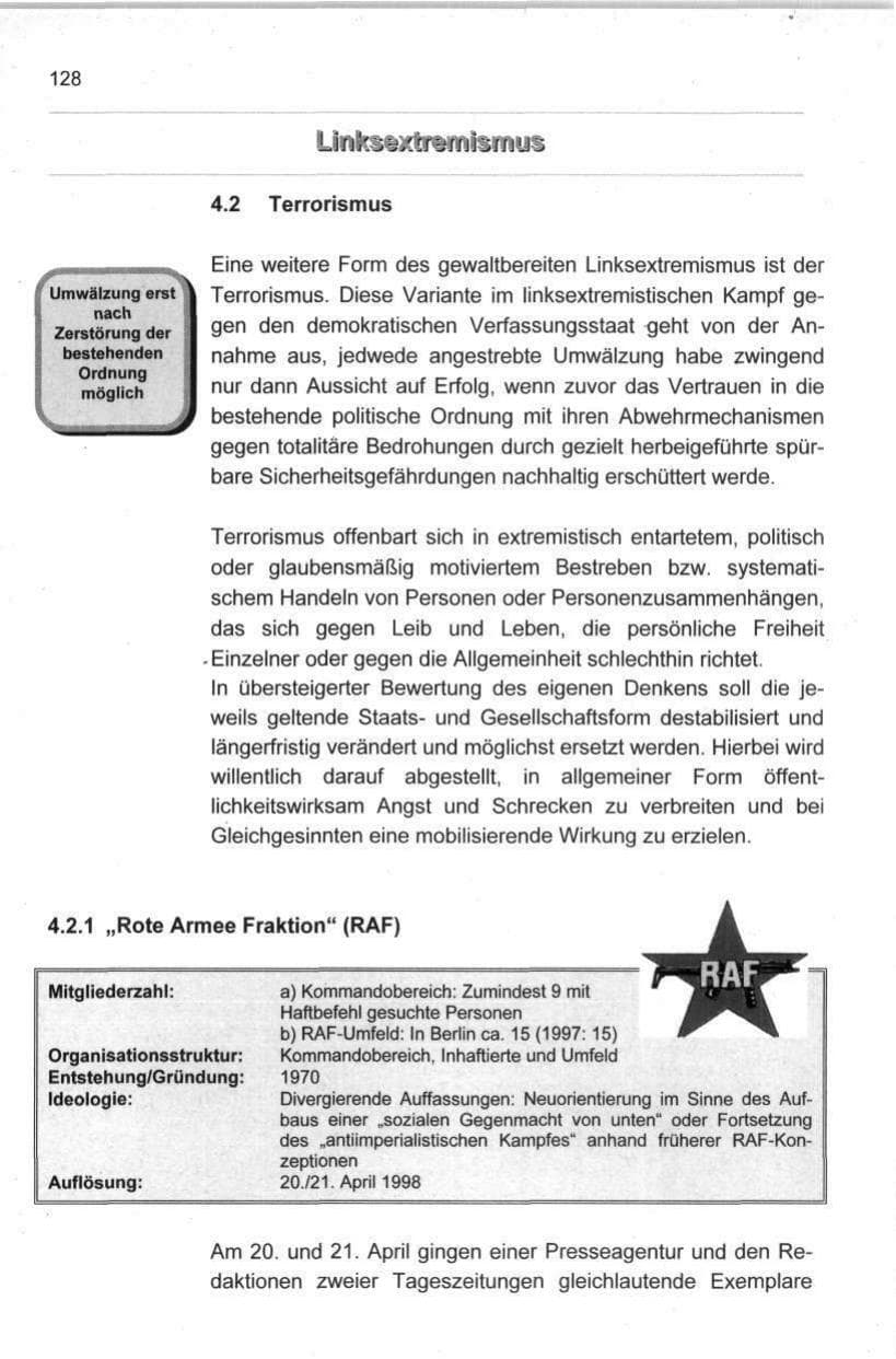 Seite 139 des Verfassungsschutzbericht 1998 Berlin
