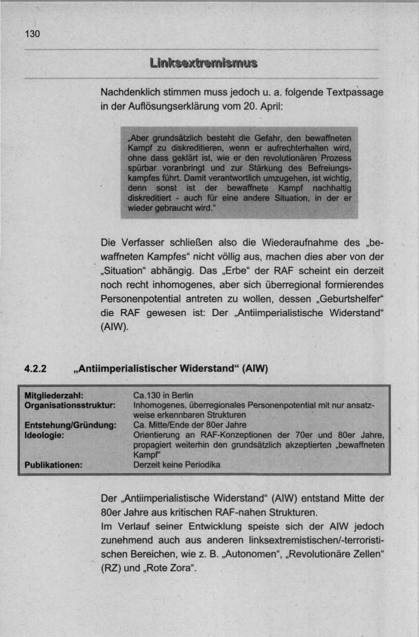 Seite 141 des Verfassungsschutzbericht 1998 Berlin