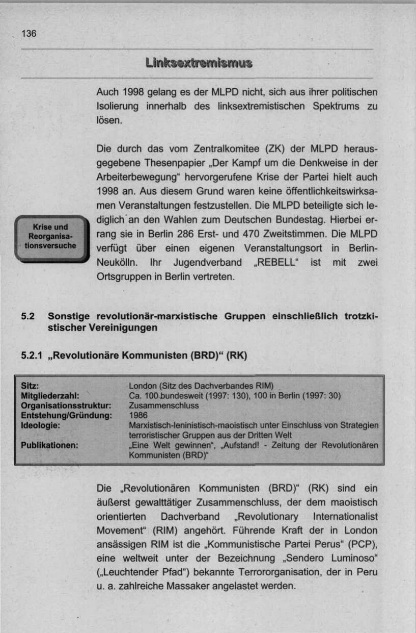 Seite 147 des Verfassungsschutzbericht 1998 Berlin