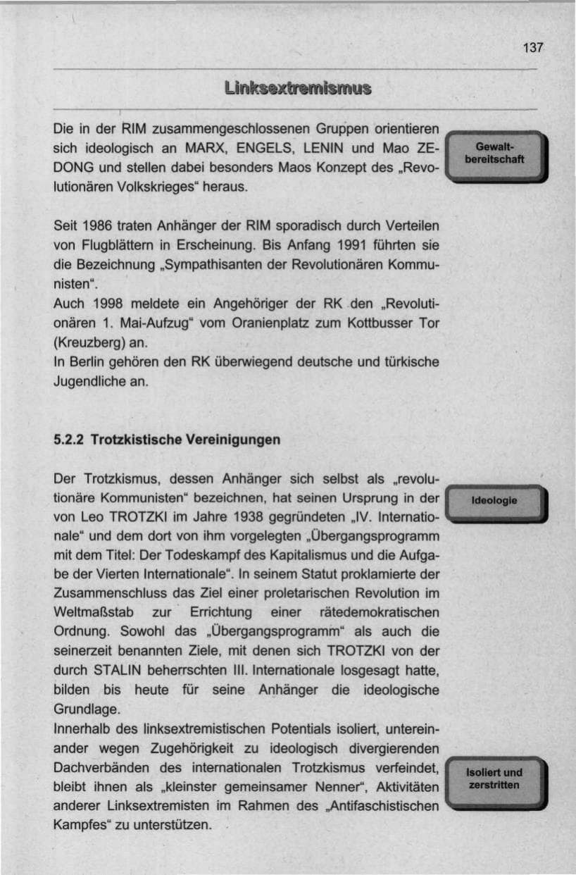 Seite 148 des Verfassungsschutzbericht 1998 Berlin