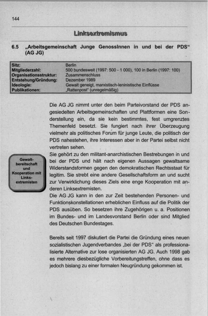 Seite 155 des Verfassungsschutzbericht 1998 Berlin