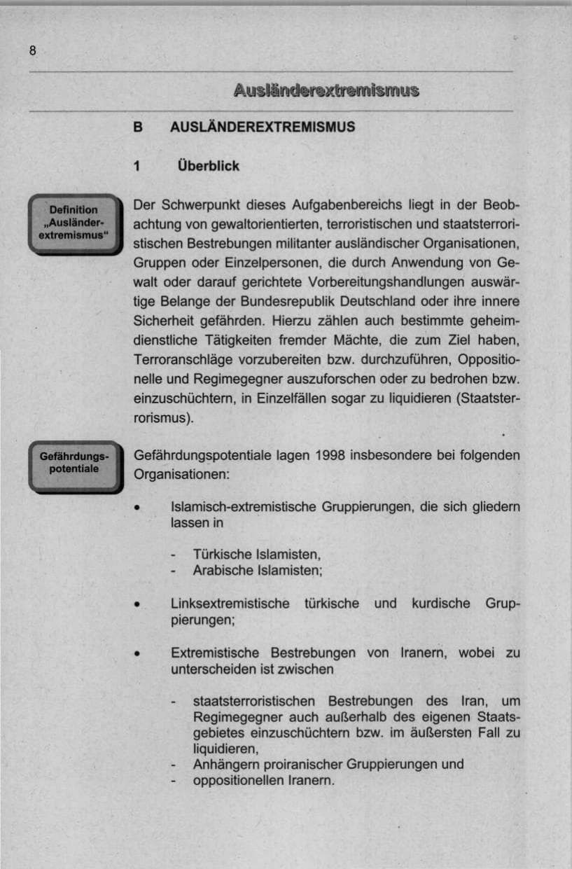 Seite 19 des Verfassungsschutzbericht 1998 Berlin