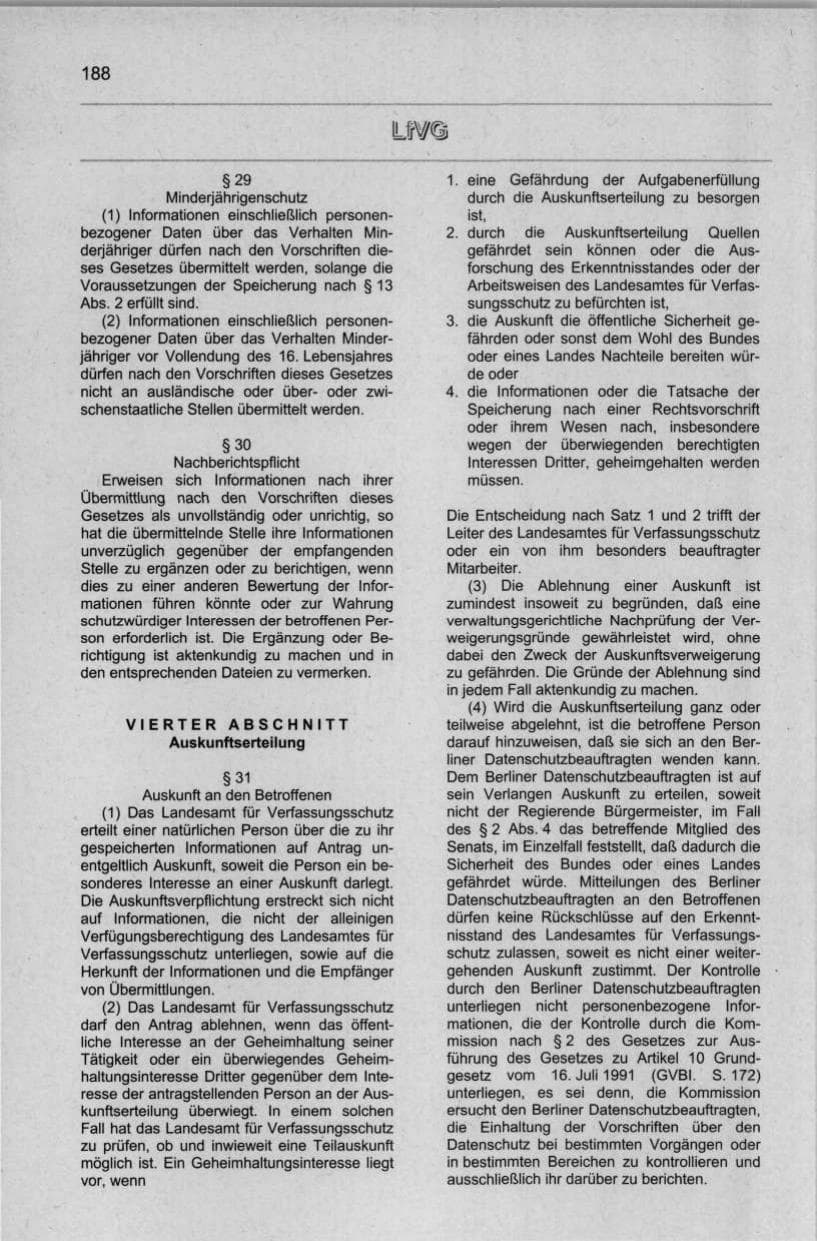 Seite 199 des Verfassungsschutzbericht 1998 Berlin