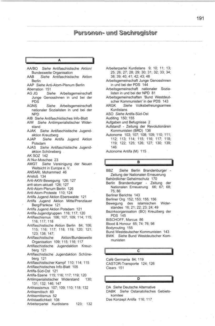 Seite 202 des Verfassungsschutzbericht 1998 Berlin