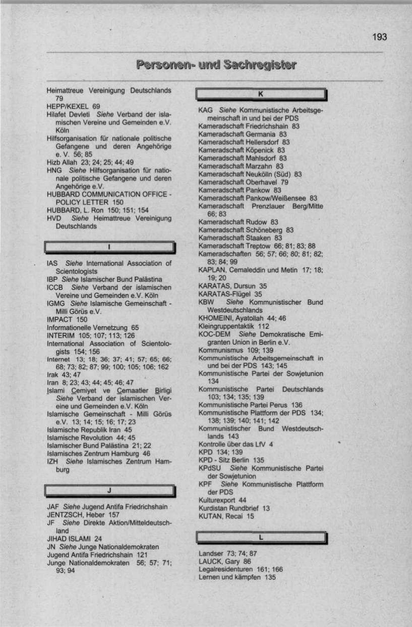 Seite 204 des Verfassungsschutzbericht 1998 Berlin