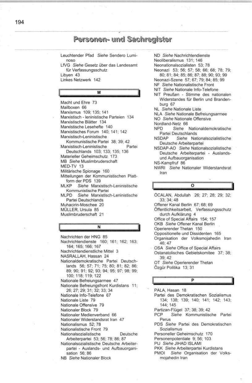 Seite 205 des Verfassungsschutzbericht 1998 Berlin