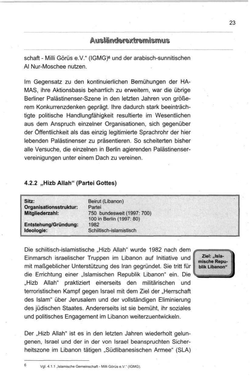 Seite 34 des Verfassungsschutzbericht 1998 Berlin