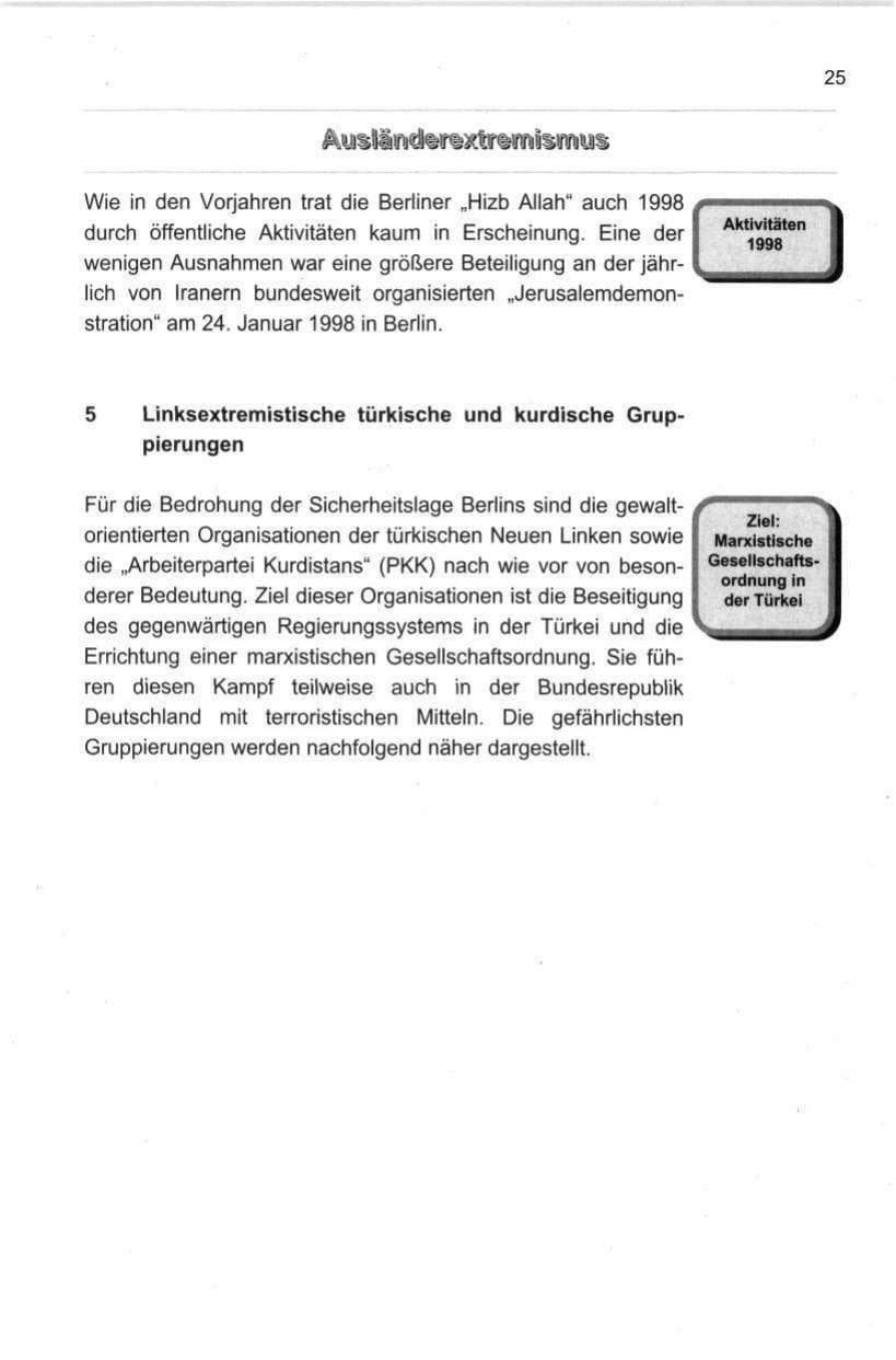 Seite 36 des Verfassungsschutzbericht 1998 Berlin
