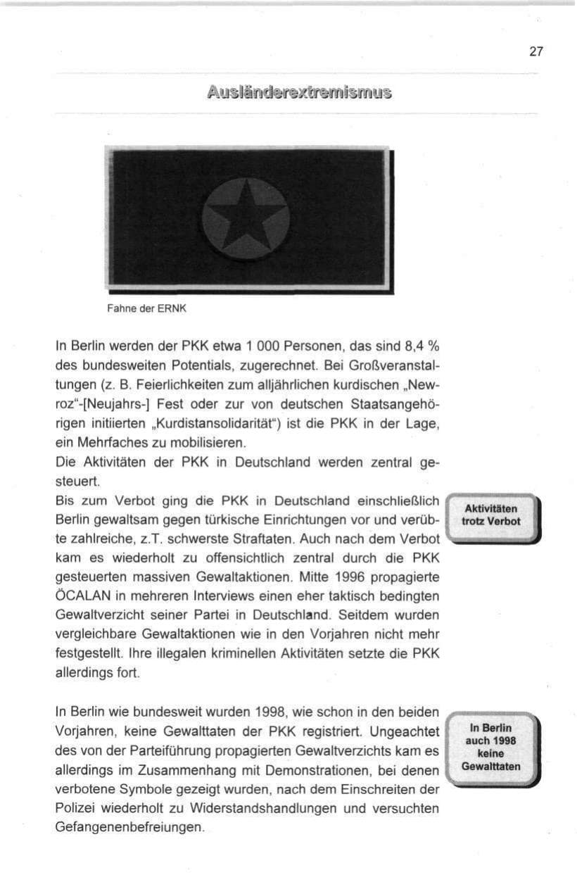 Seite 38 des Verfassungsschutzbericht 1998 Berlin