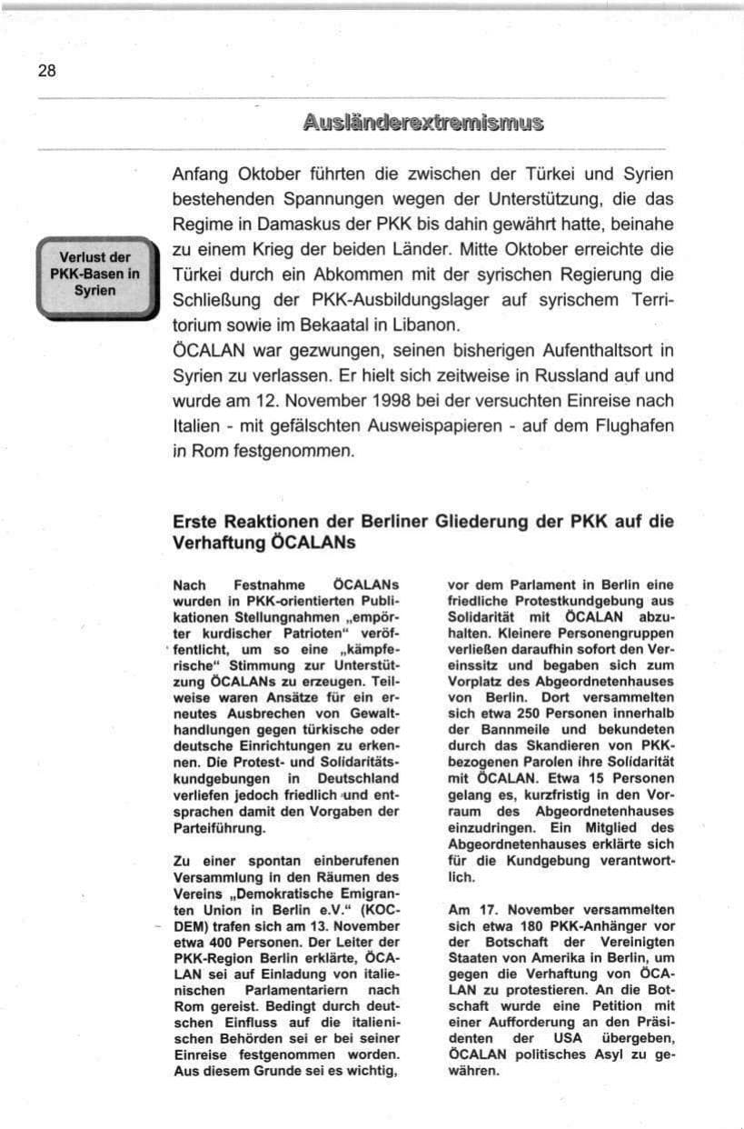 Seite 39 des Verfassungsschutzbericht 1998 Berlin