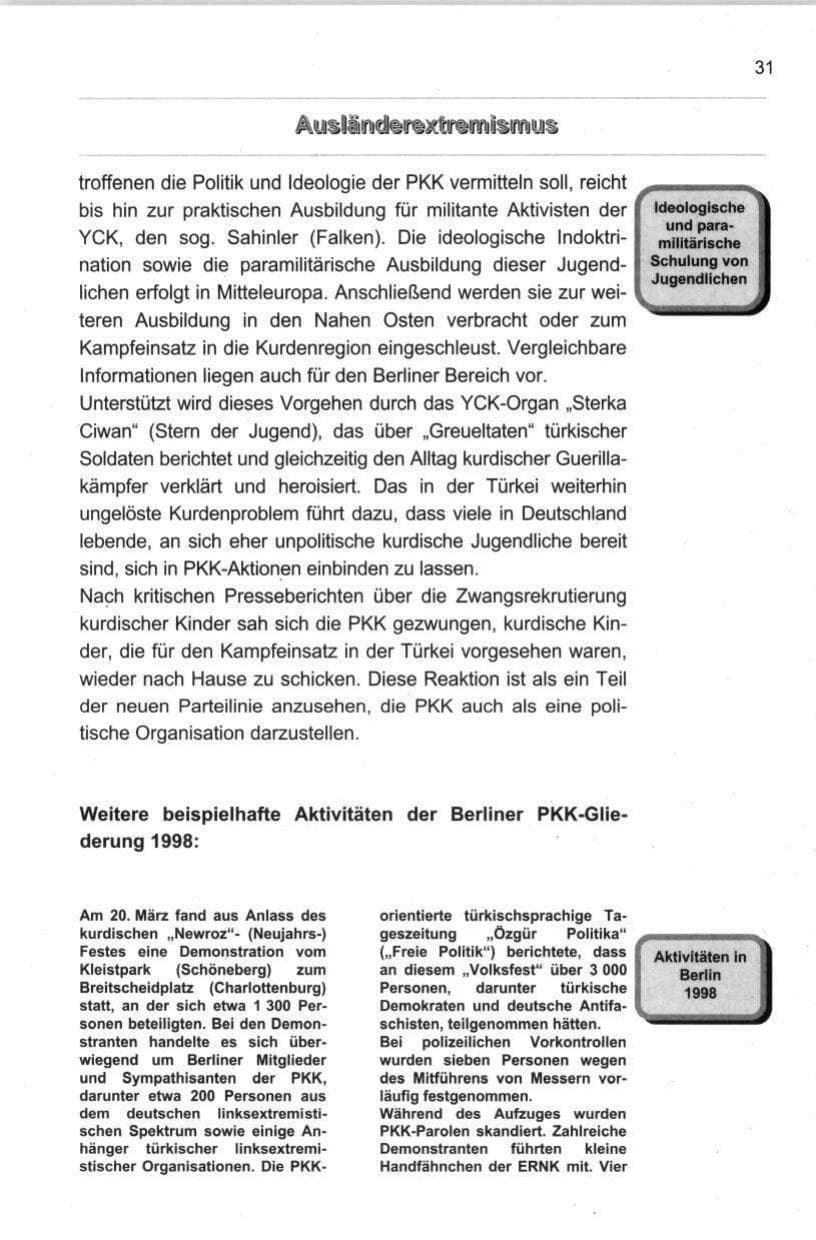 Seite 42 des Verfassungsschutzbericht 1998 Berlin