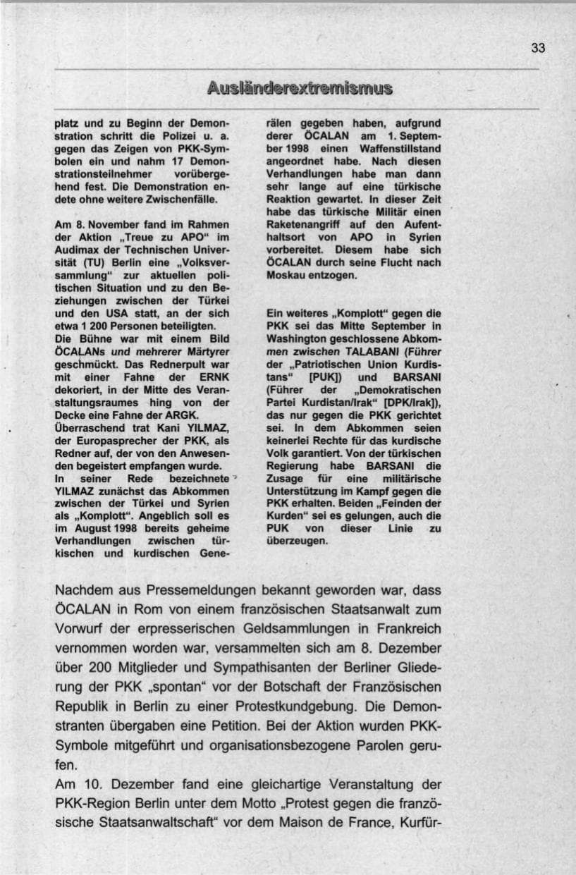 Seite 44 des Verfassungsschutzbericht 1998 Berlin