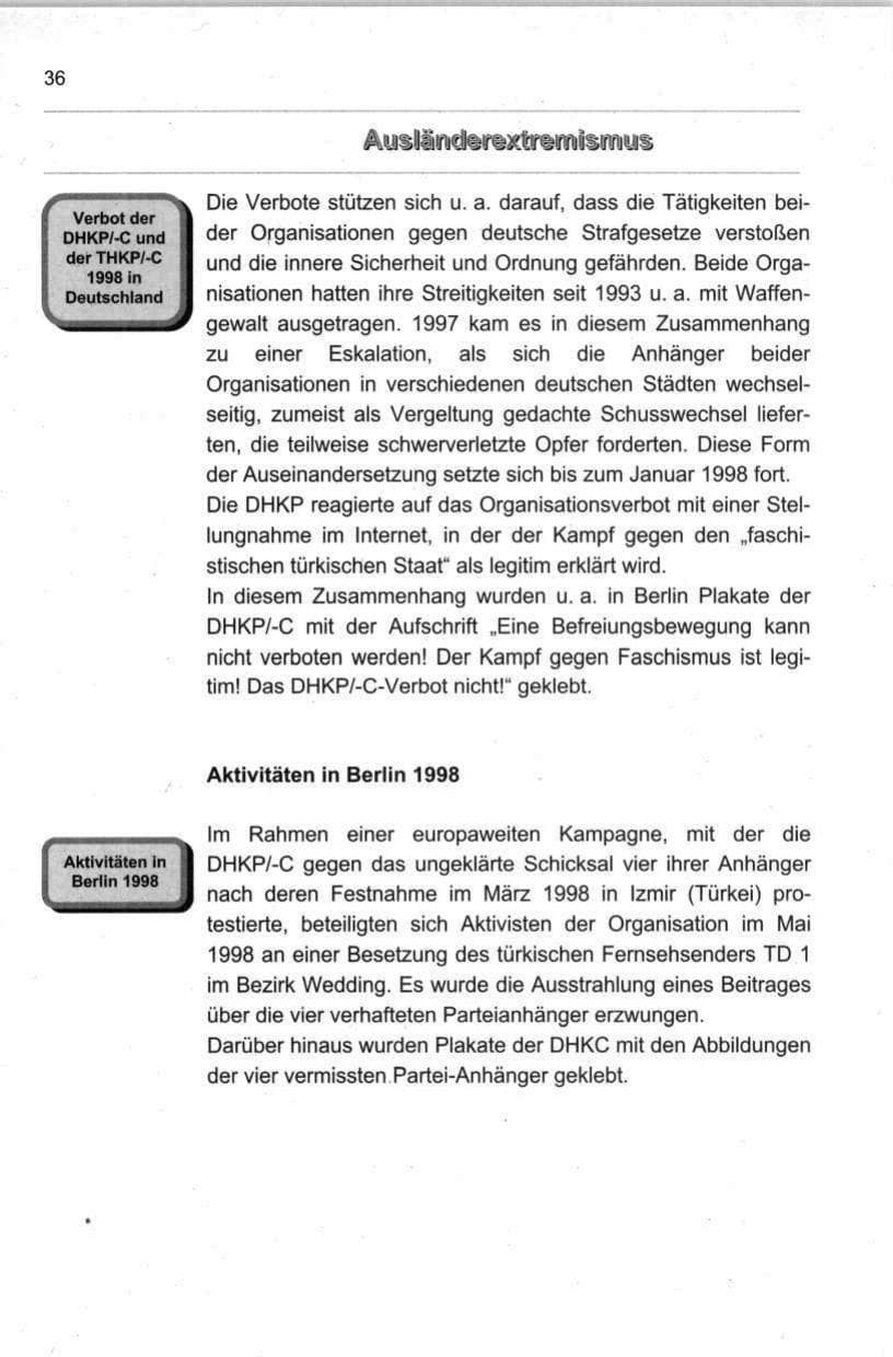 Seite 47 des Verfassungsschutzbericht 1998 Berlin
