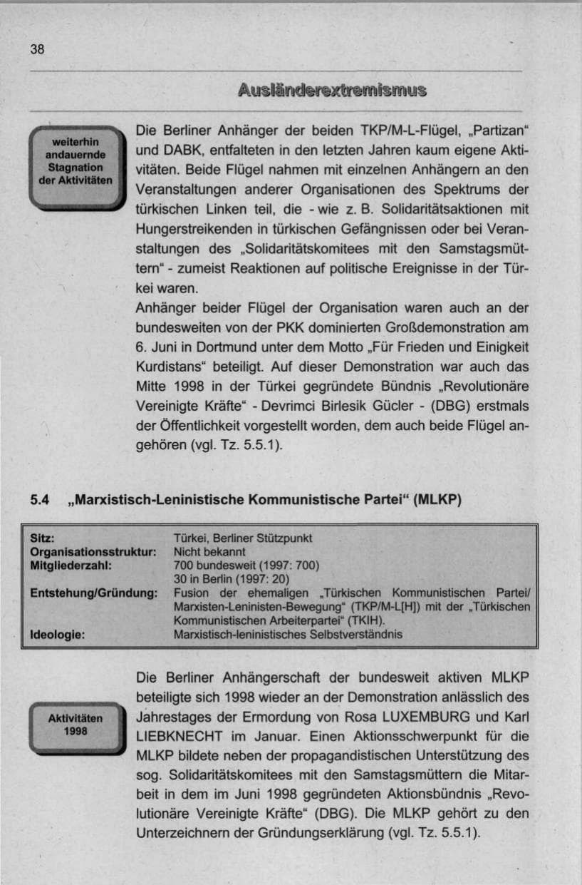 Seite 49 des Verfassungsschutzbericht 1998 Berlin