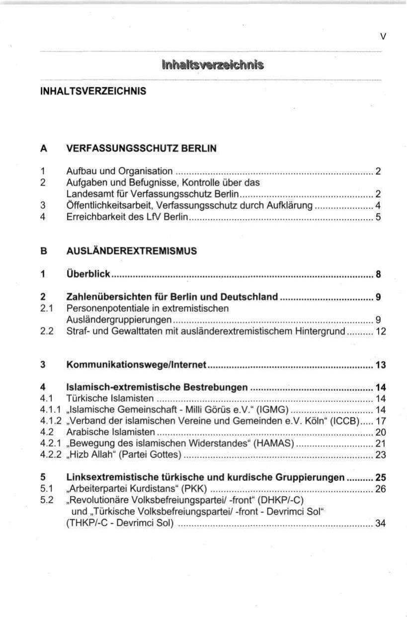 Seite 6 des Verfassungsschutzbericht 1998 Berlin