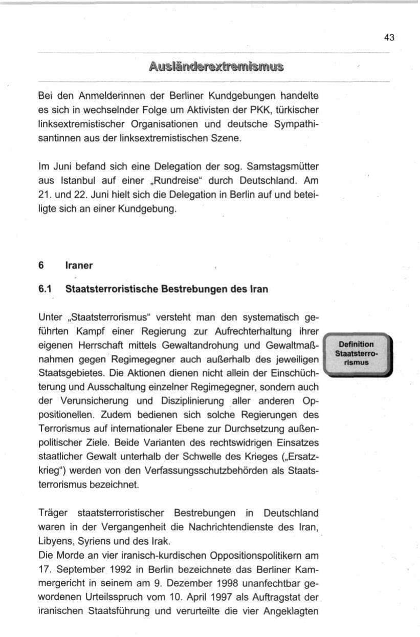 Seite 54 des Verfassungsschutzbericht 1998 Berlin