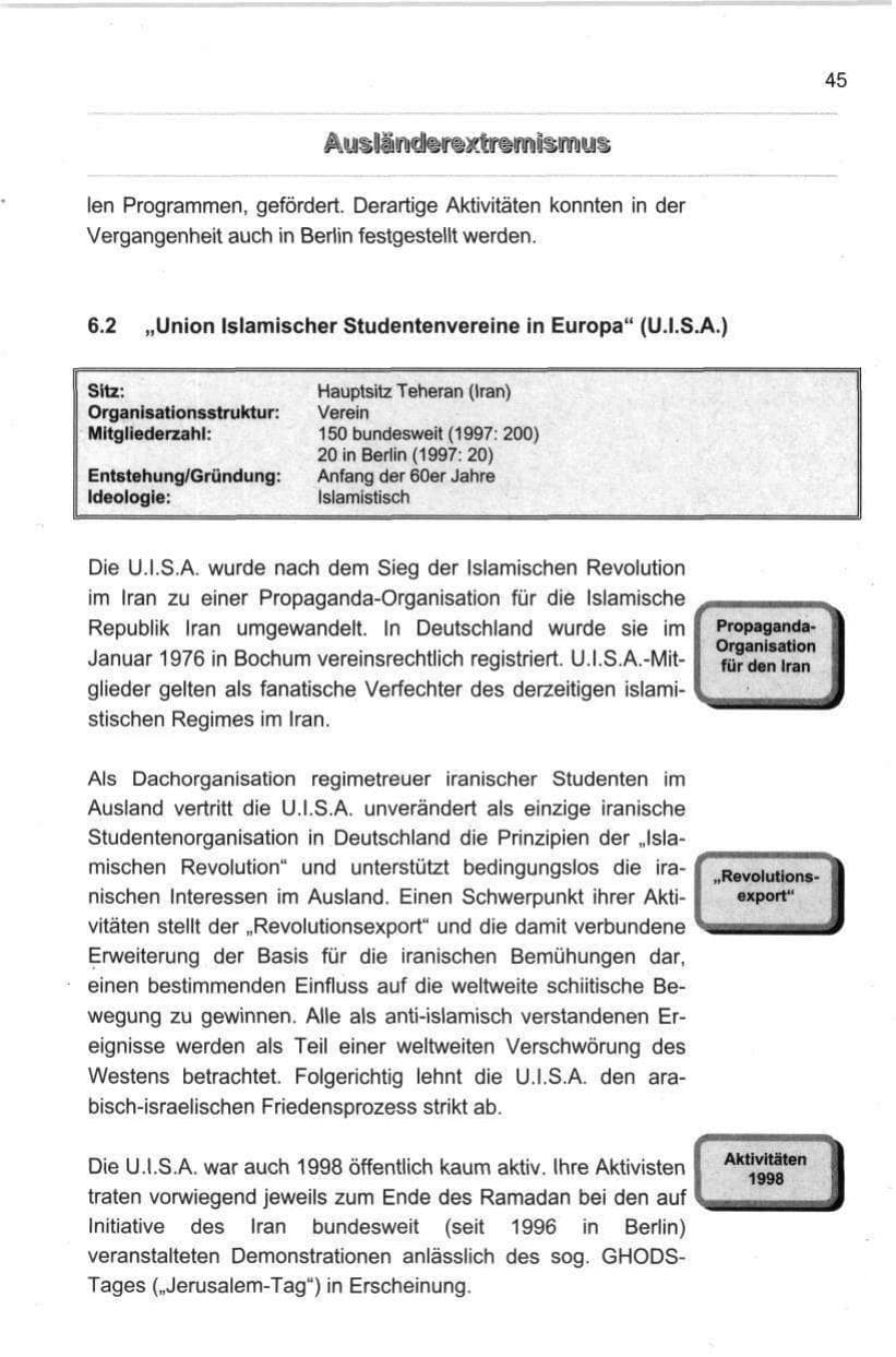 Seite 56 des Verfassungsschutzbericht 1998 Berlin
