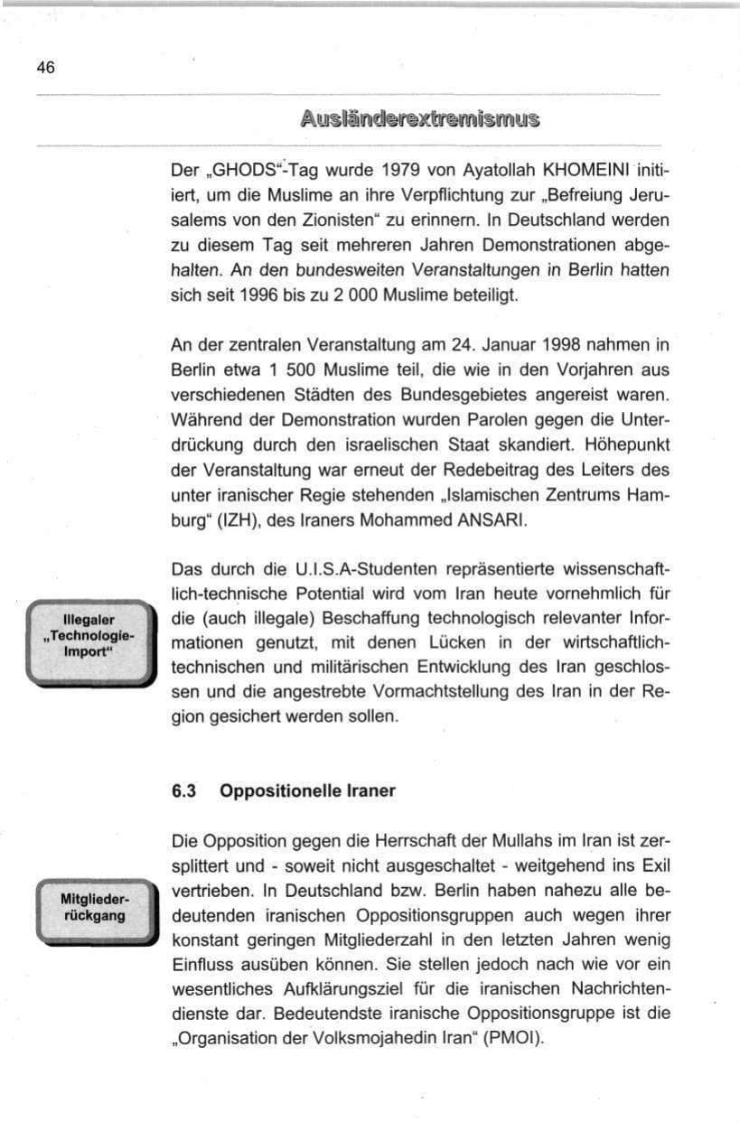 Seite 57 des Verfassungsschutzbericht 1998 Berlin