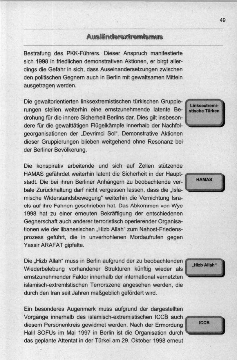 Seite 60 des Verfassungsschutzbericht 1998 Berlin