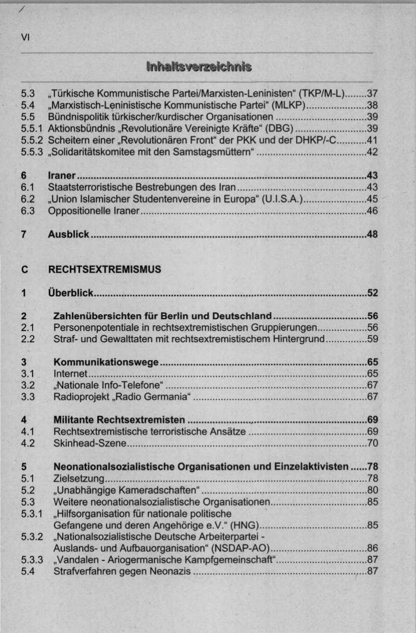 Seite 7 des Verfassungsschutzbericht 1998 Berlin