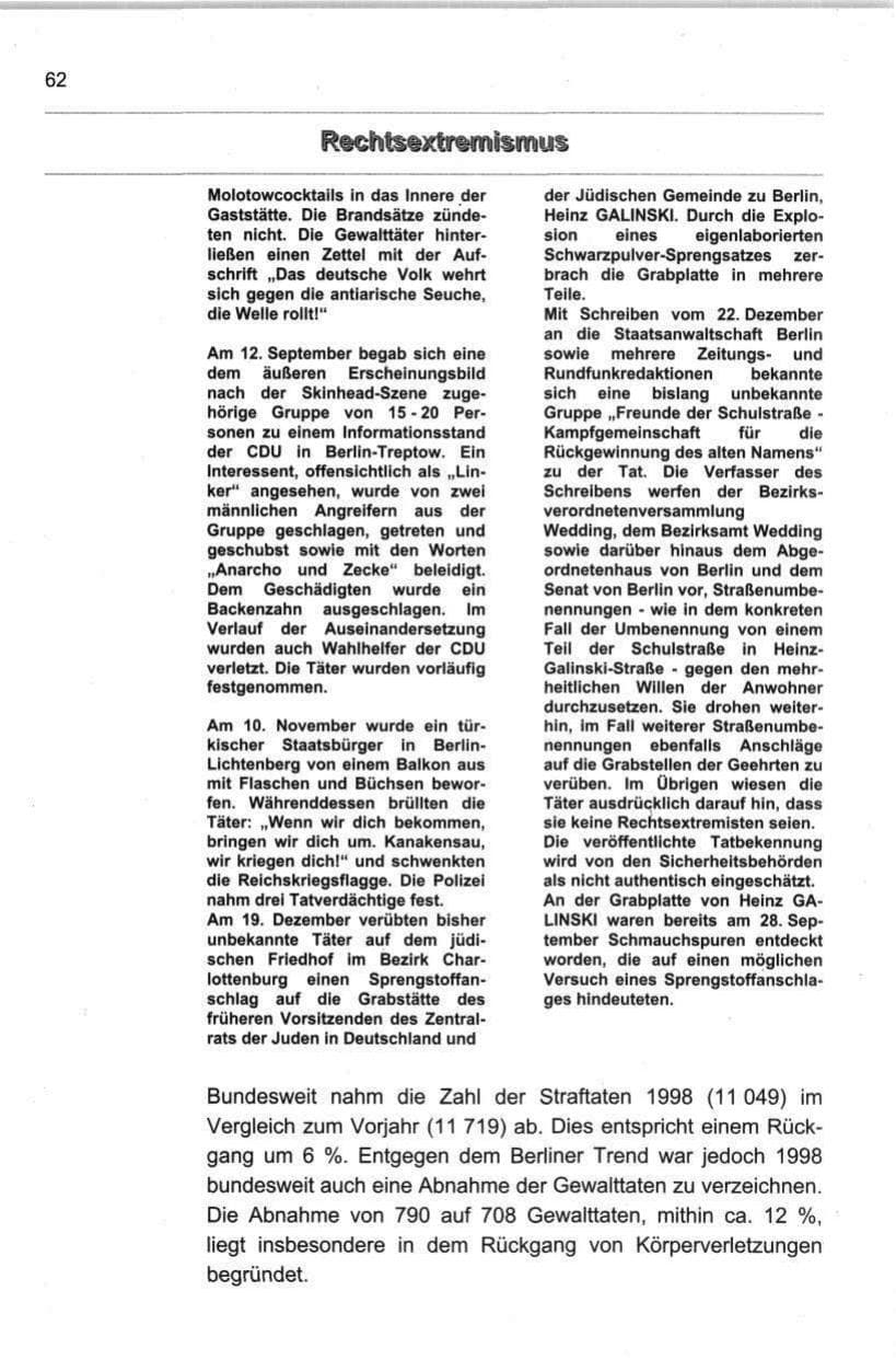 Seite 73 des Verfassungsschutzbericht 1998 Berlin