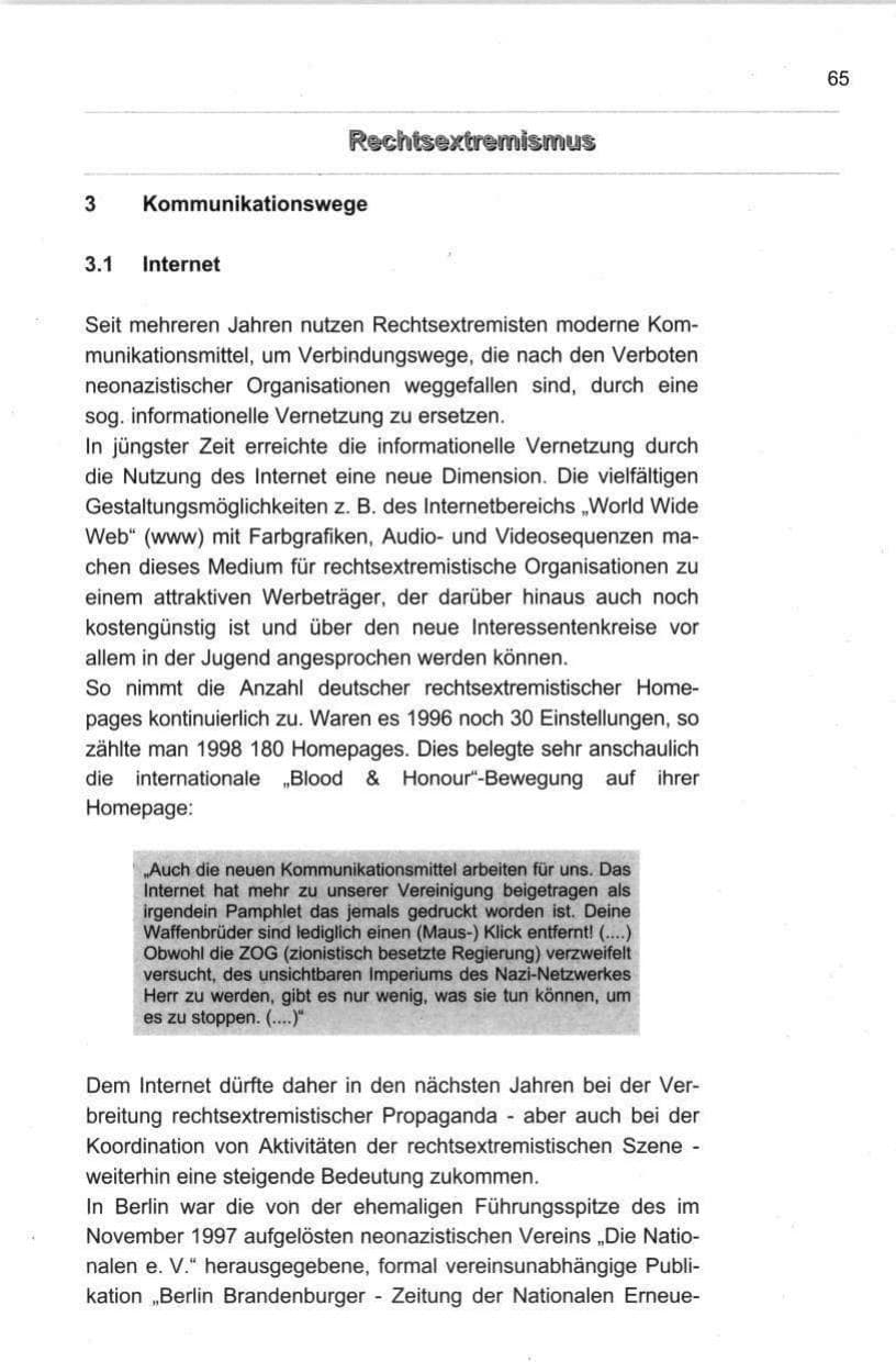 Seite 76 des Verfassungsschutzbericht 1998 Berlin