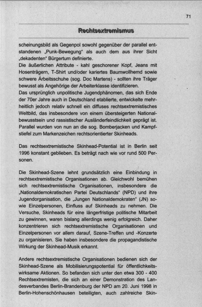 Seite 82 des Verfassungsschutzbericht 1998 Berlin