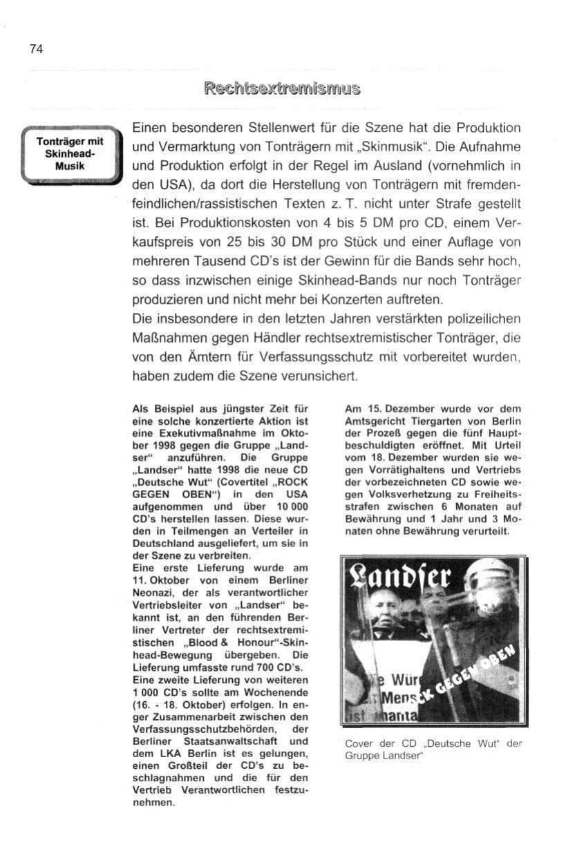 Seite 85 des Verfassungsschutzbericht 1998 Berlin
