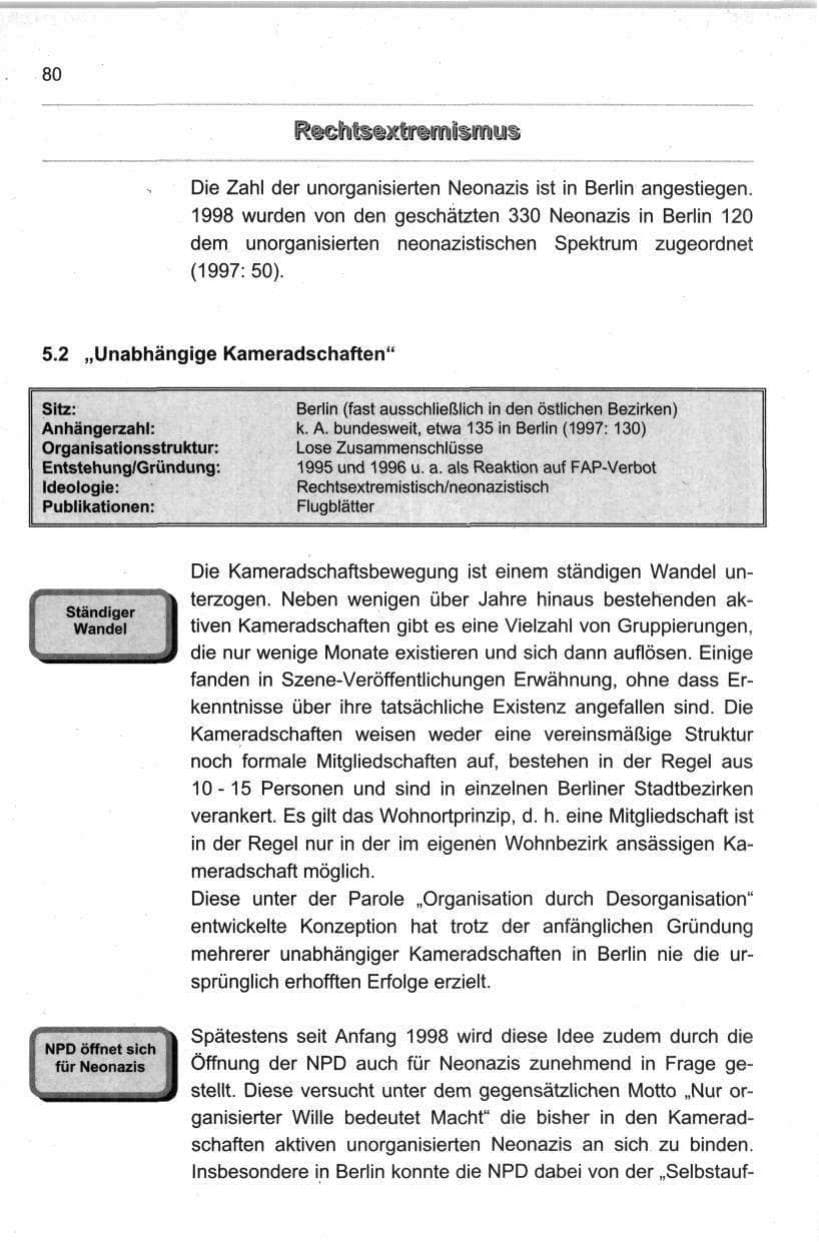 Seite 91 des Verfassungsschutzbericht 1998 Berlin