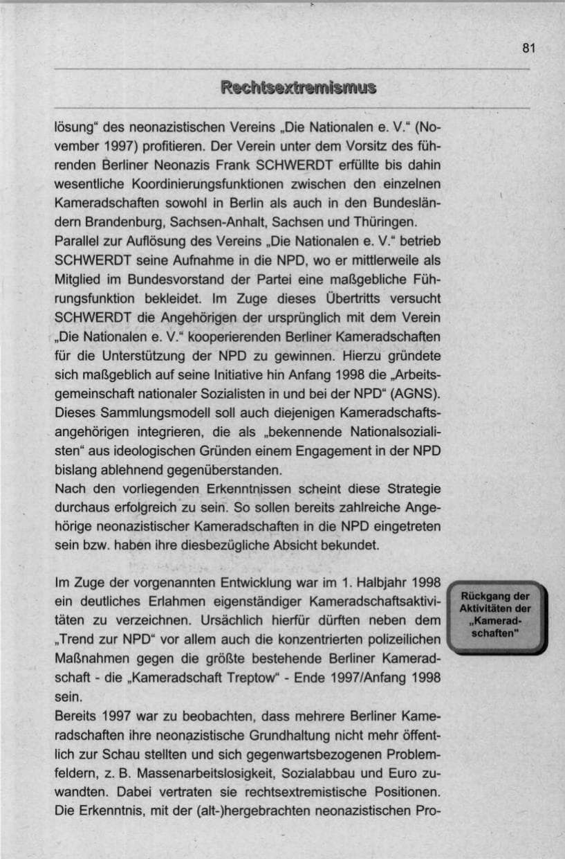 Seite 92 des Verfassungsschutzbericht 1998 Berlin