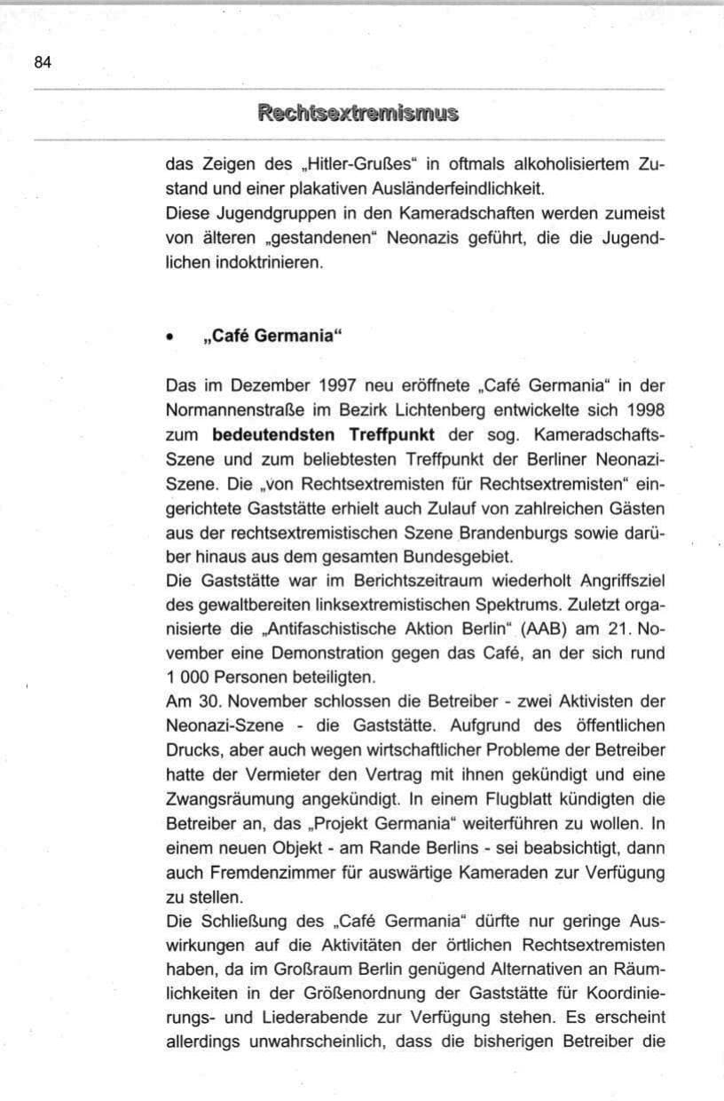 Seite 95 des Verfassungsschutzbericht 1998 Berlin