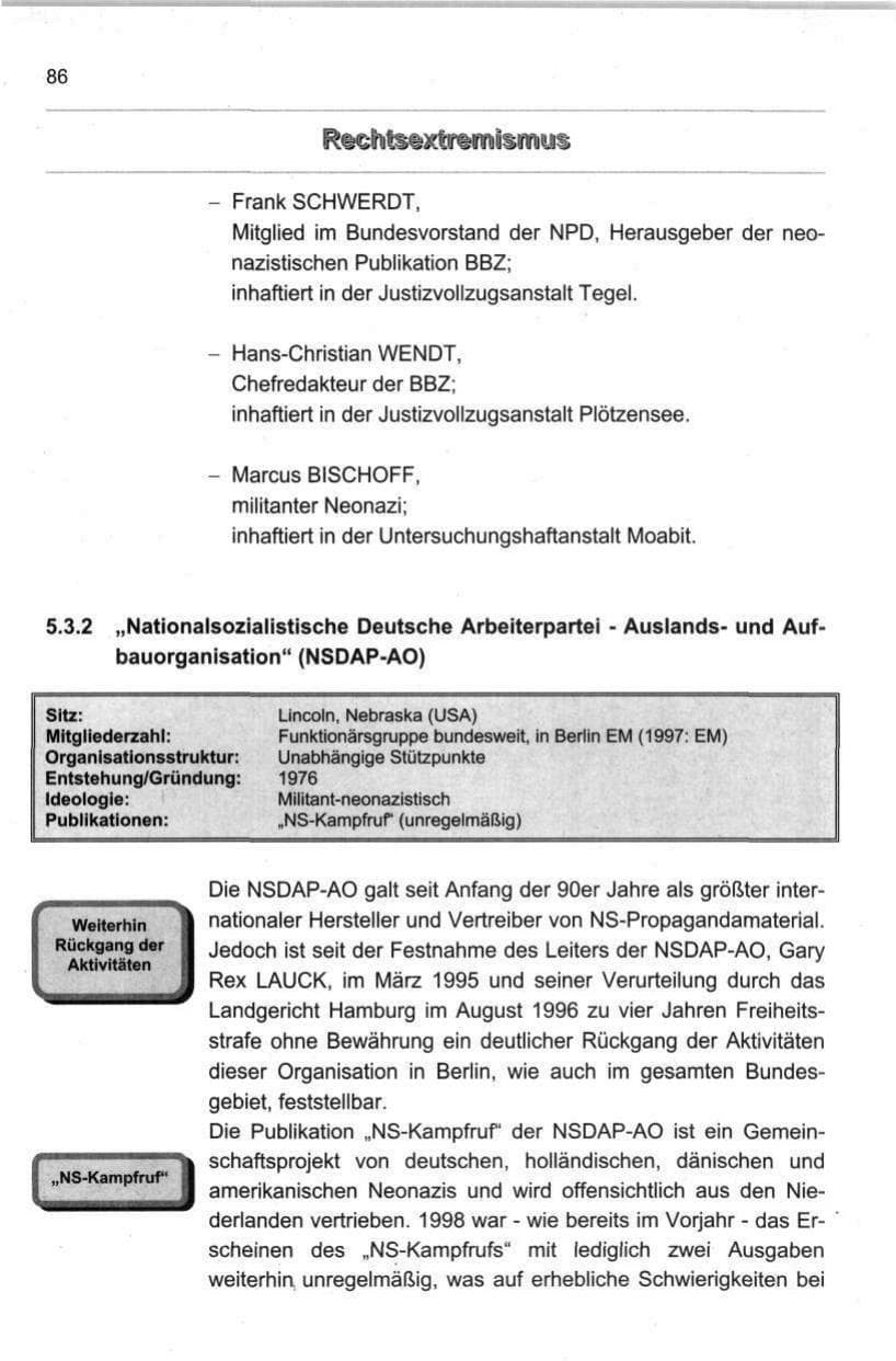Seite 97 des Verfassungsschutzbericht 1998 Berlin