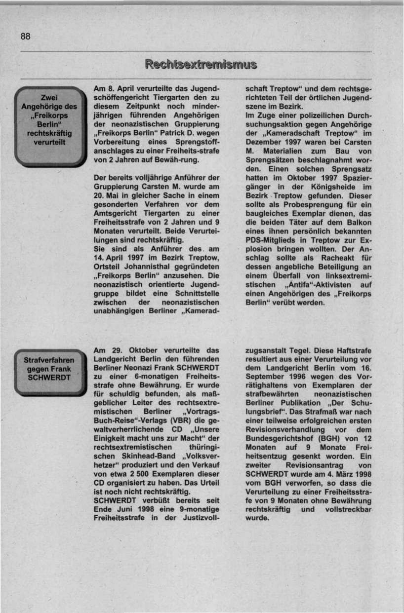 Seite 99 des Verfassungsschutzbericht 1998 Berlin