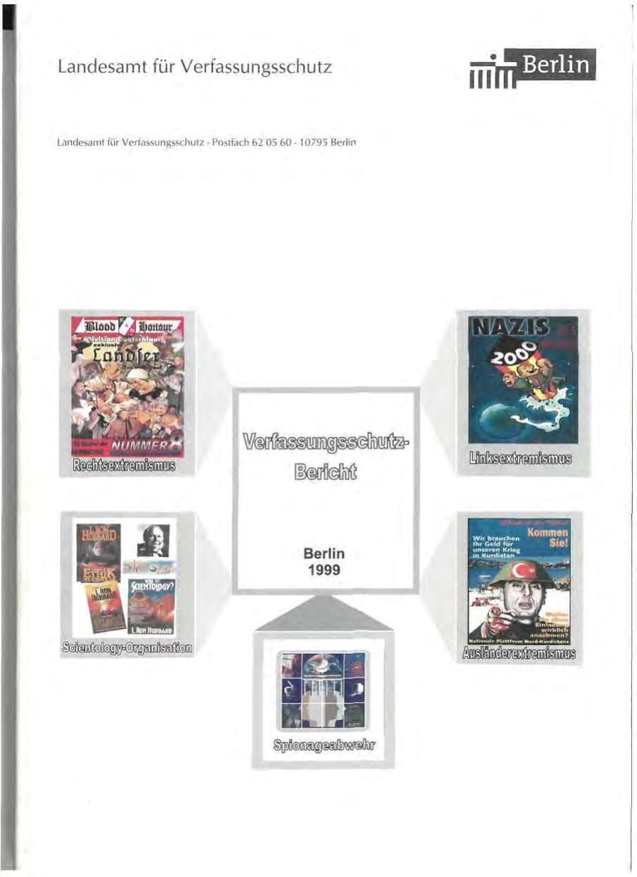 Seite 1 des Verfassungsschutzbericht 1999 Berlin