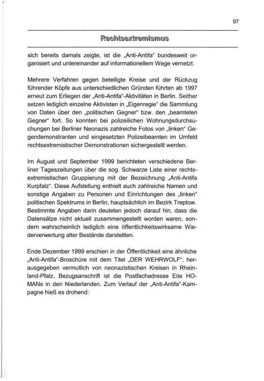 Seite 106 des Verfassungsschutzbericht 1999 Berlin