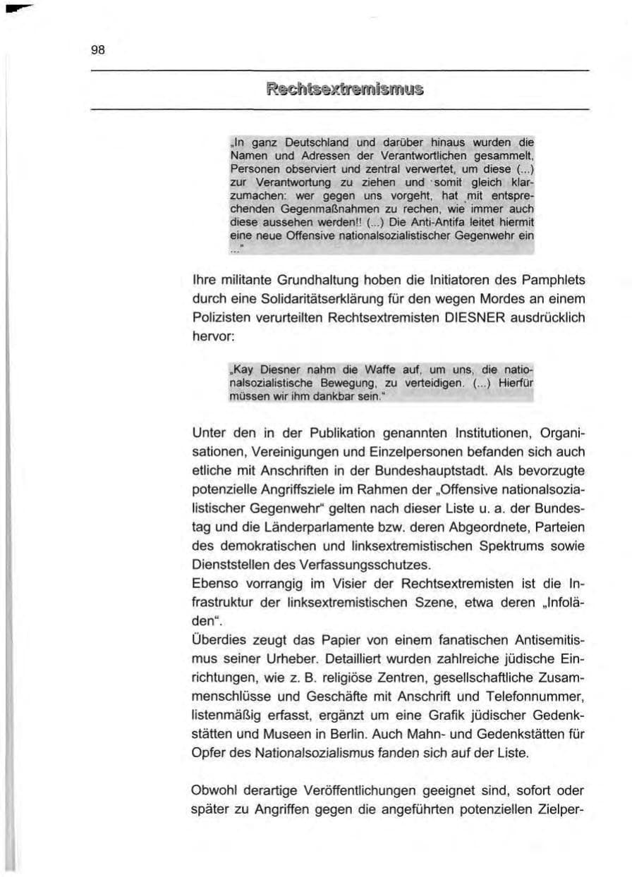 Seite 107 des Verfassungsschutzbericht 1999 Berlin