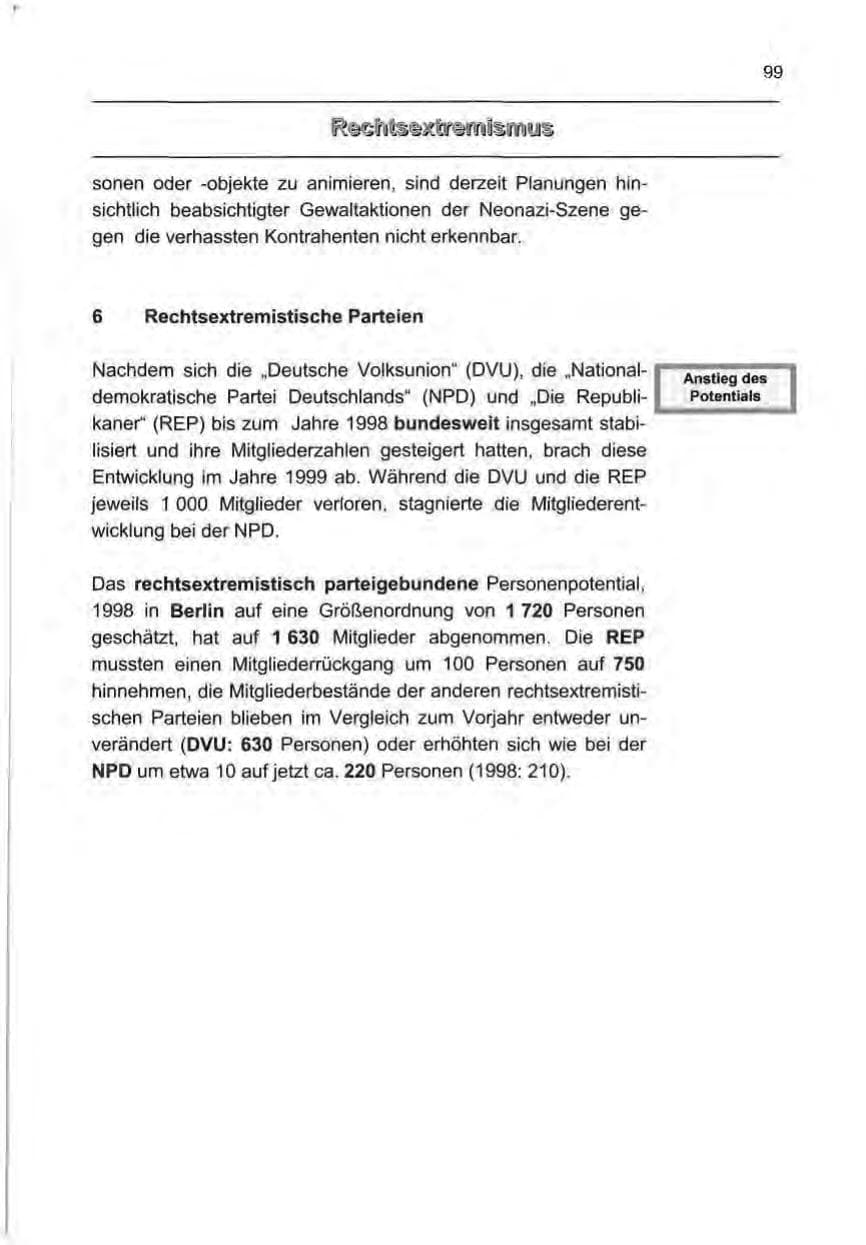 Seite 108 des Verfassungsschutzbericht 1999 Berlin