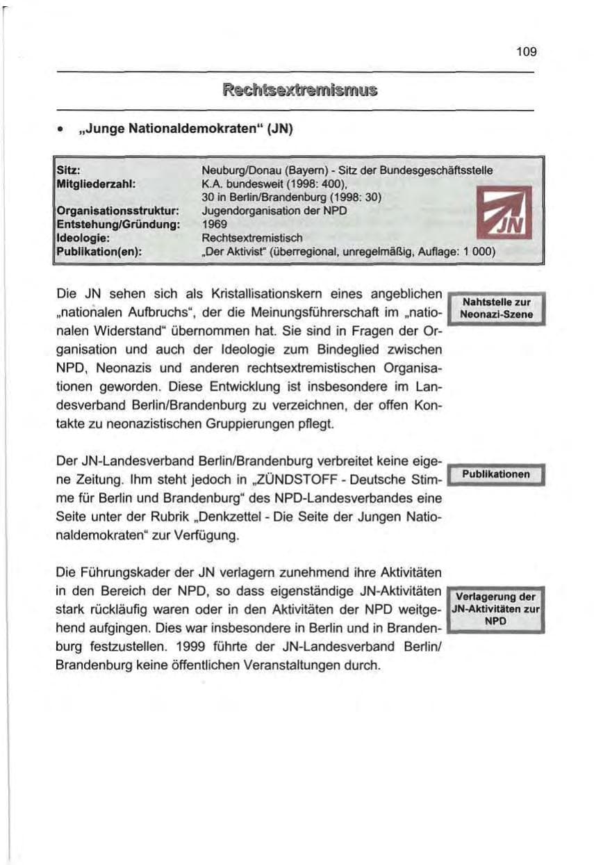Seite 118 des Verfassungsschutzbericht 1999 Berlin