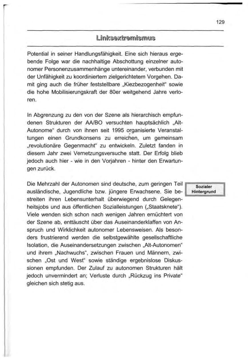 Seite 138 des Verfassungsschutzbericht 1999 Berlin