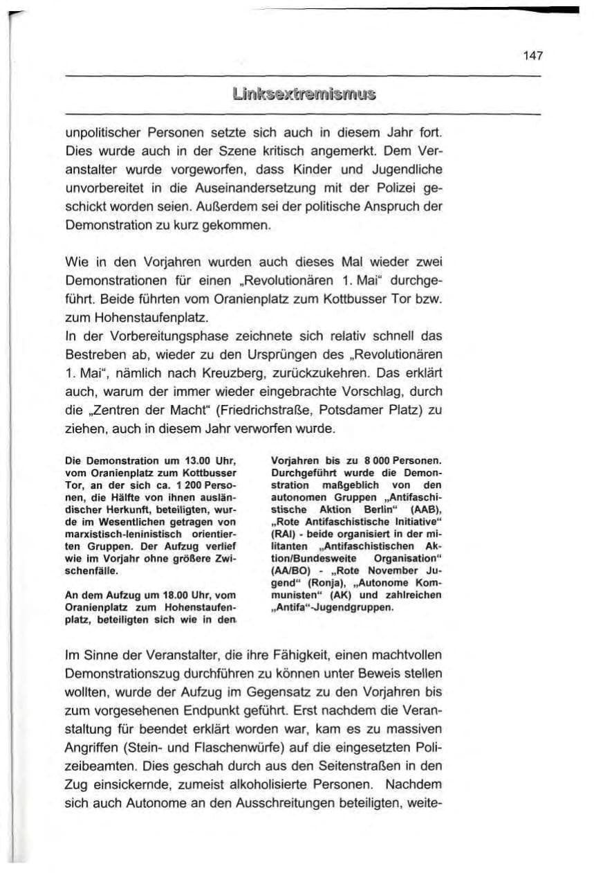 Seite 156 des Verfassungsschutzbericht 1999 Berlin