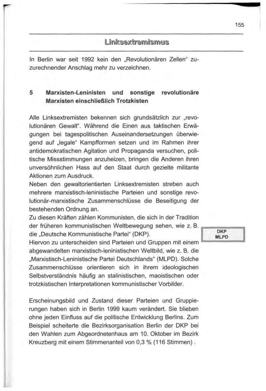 Seite 164 des Verfassungsschutzbericht 1999 Berlin