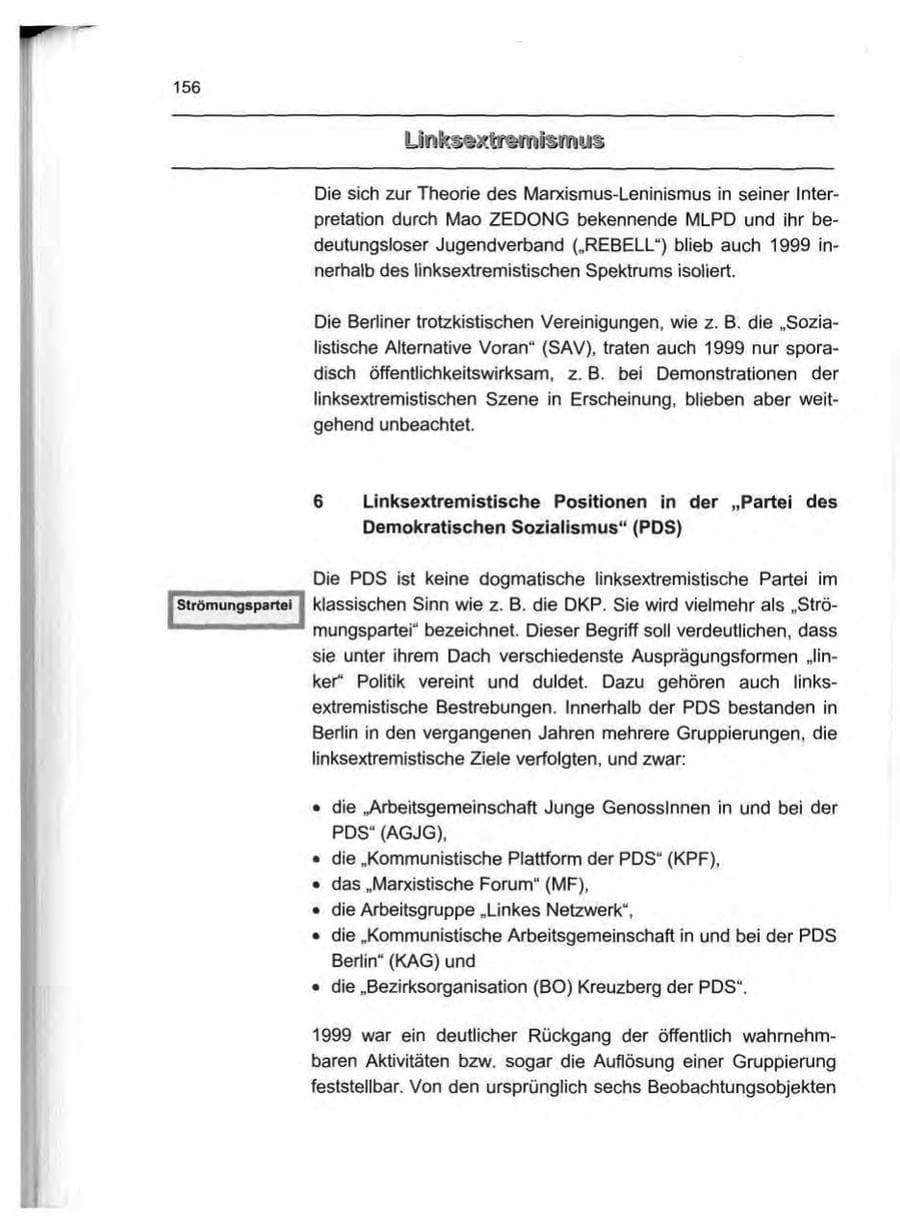 Seite 165 des Verfassungsschutzbericht 1999 Berlin