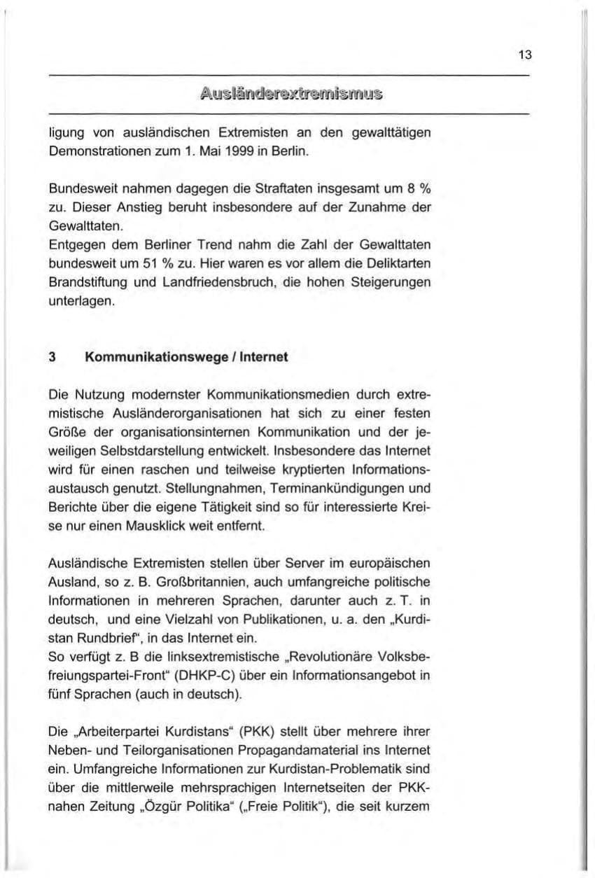 Seite 22 des Verfassungsschutzbericht 1999 Berlin