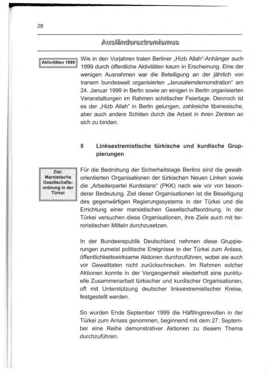 Seite 37 des Verfassungsschutzbericht 1999 Berlin