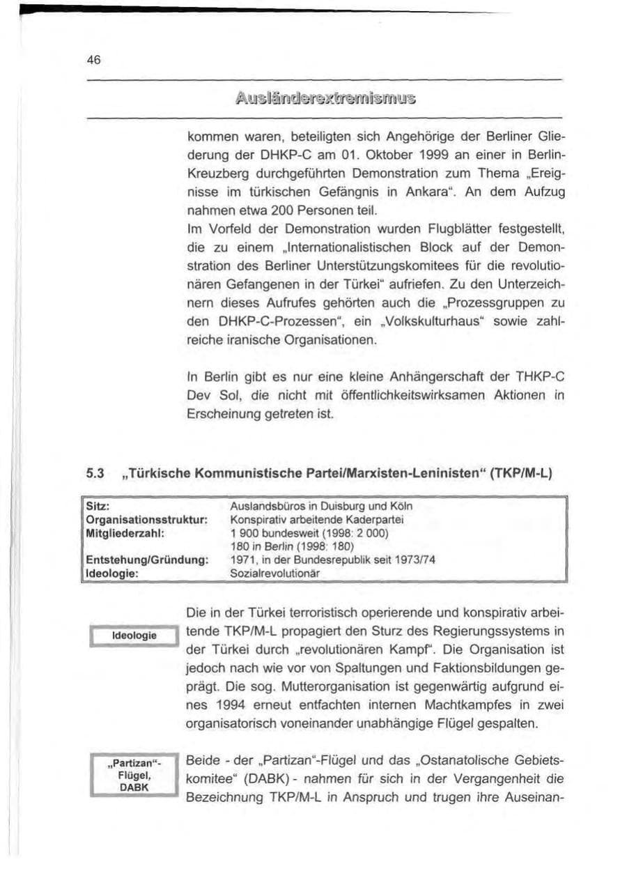 Seite 55 des Verfassungsschutzbericht 1999 Berlin