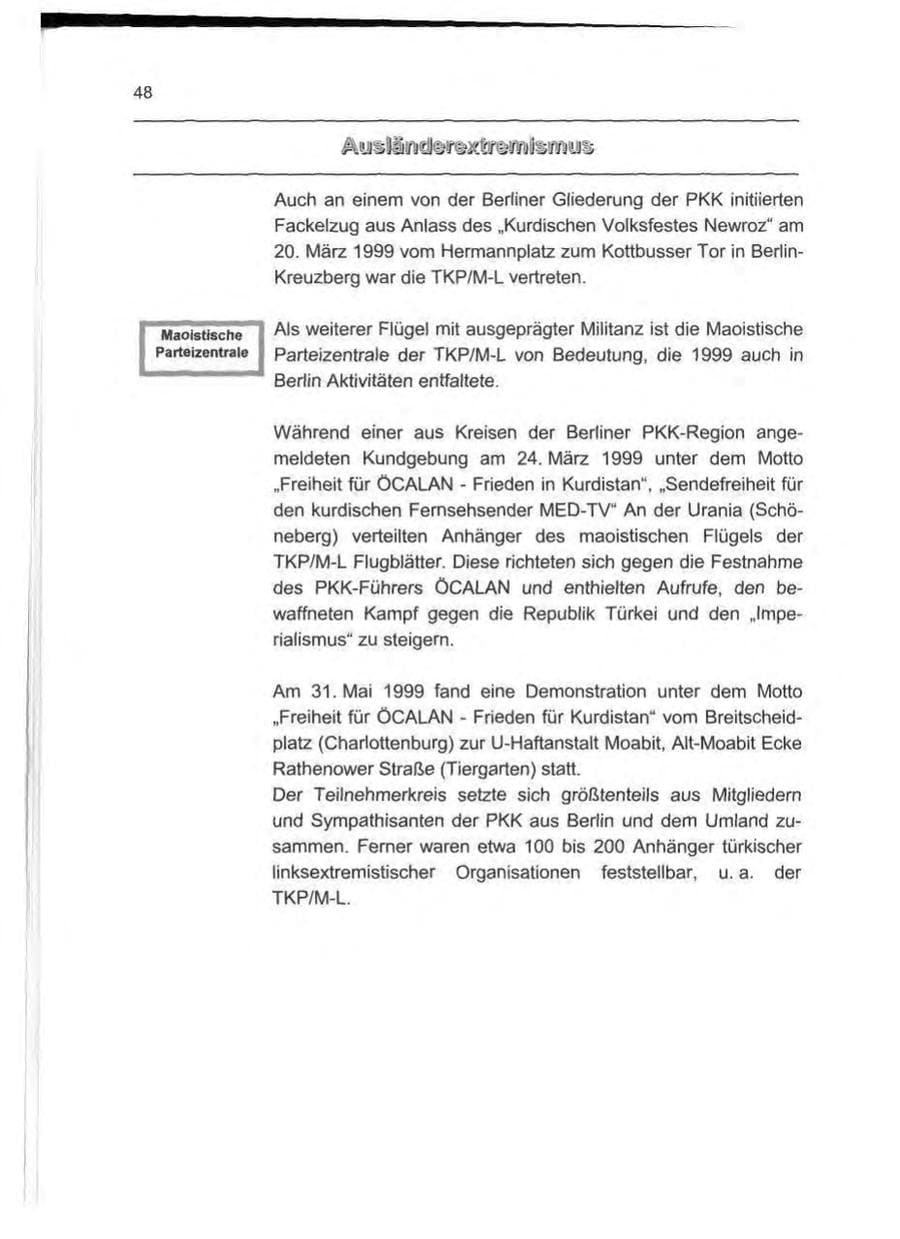 Seite 57 des Verfassungsschutzbericht 1999 Berlin