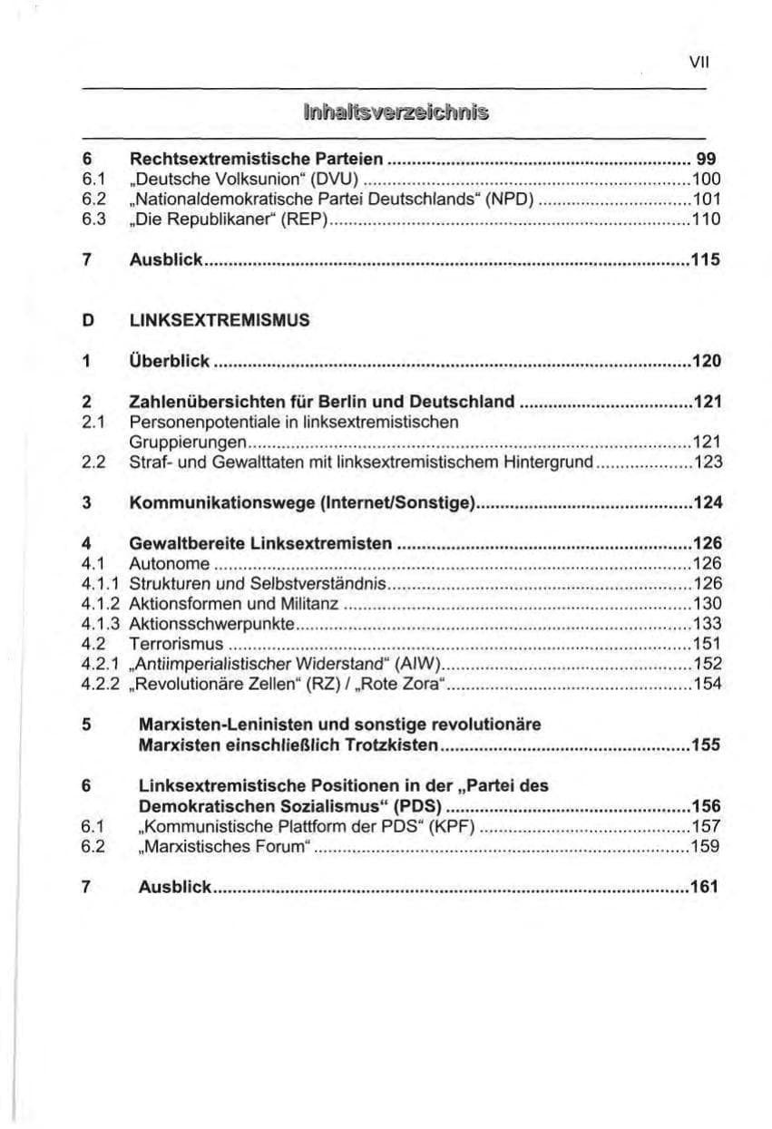 Seite 8 des Verfassungsschutzbericht 1999 Berlin